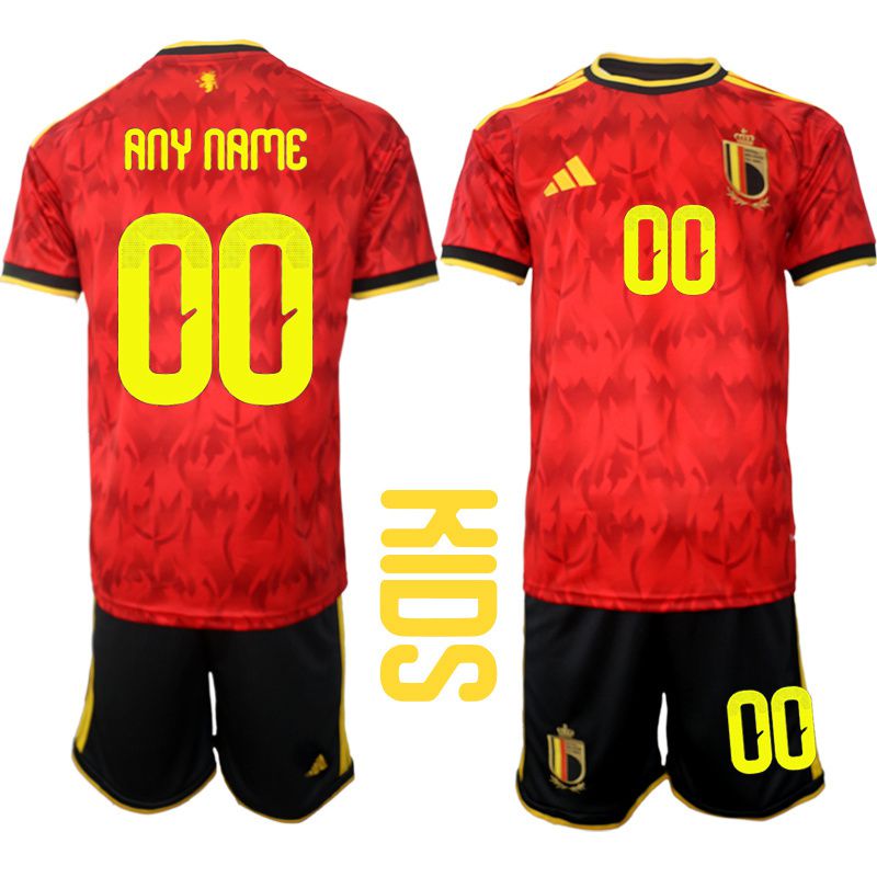 Youth 2026 World Cup National Team Belgium home red customized Soccer Jersey->youth soccer jersey->Youth Jersey